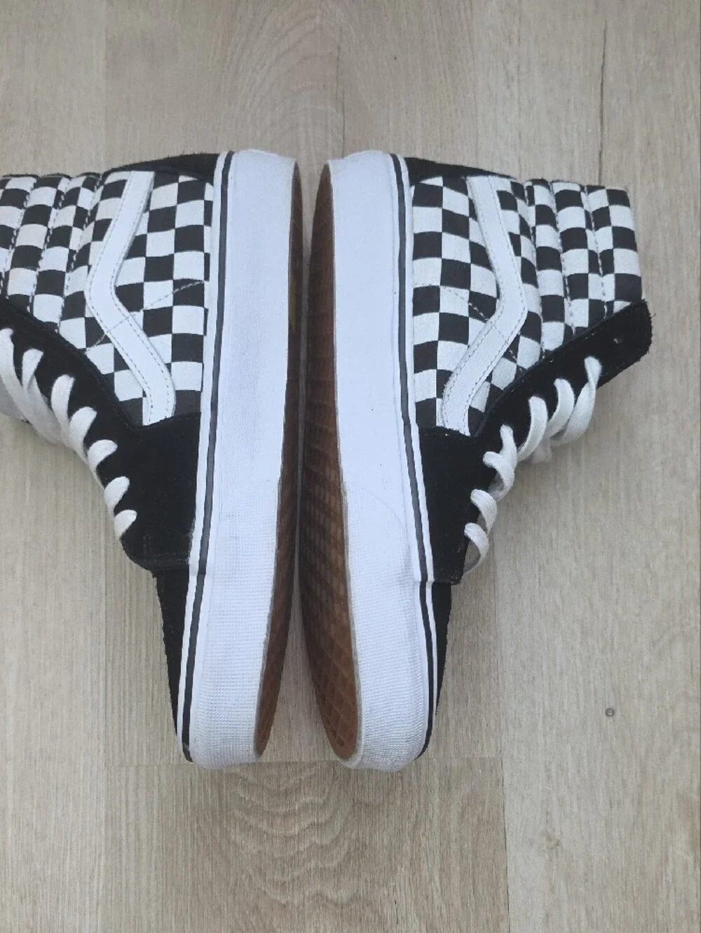Vans Sk8-Hi Black & White Checkerboard High Top Sneakers Women Size 7.5/ Men 6.0